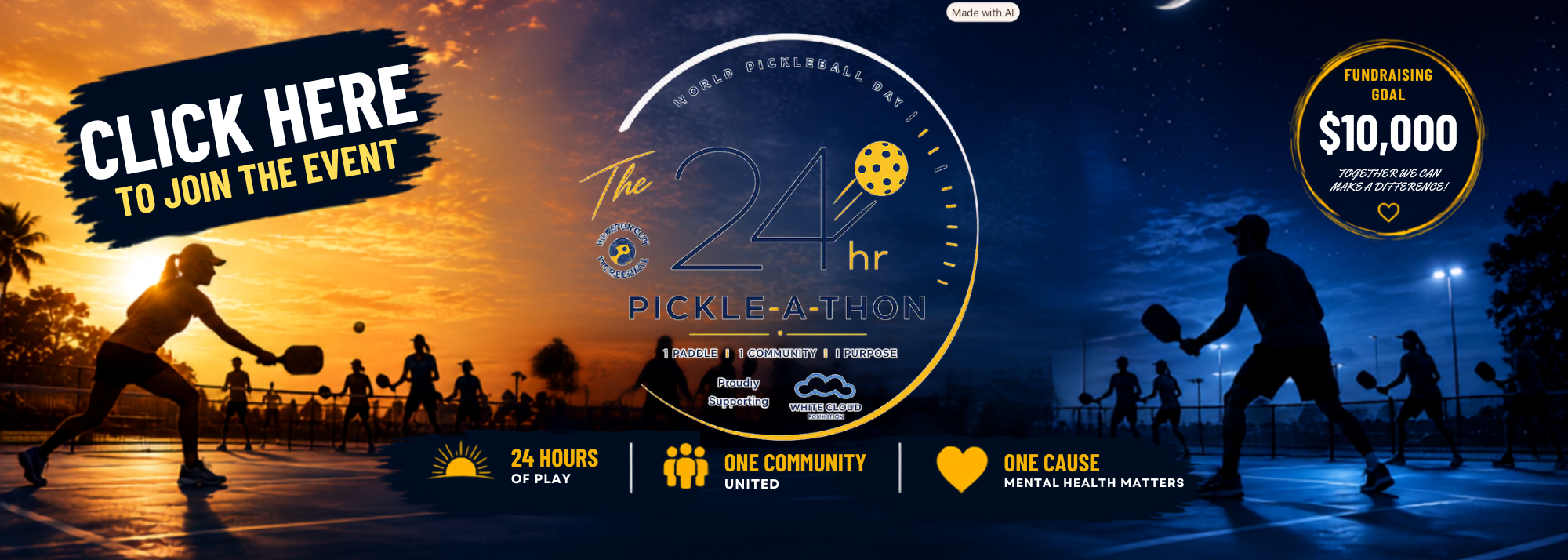 World Pickleball Day 24hr Pickle-a-thon Event Banner